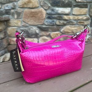 Ralph Lauren Faux pink crocodile leather shoulder bag | New with tags